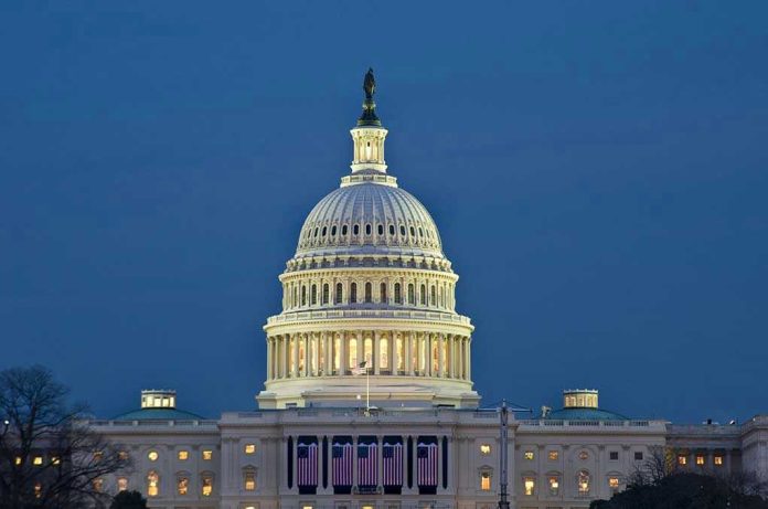 US Capitol building illuminated at dusk
