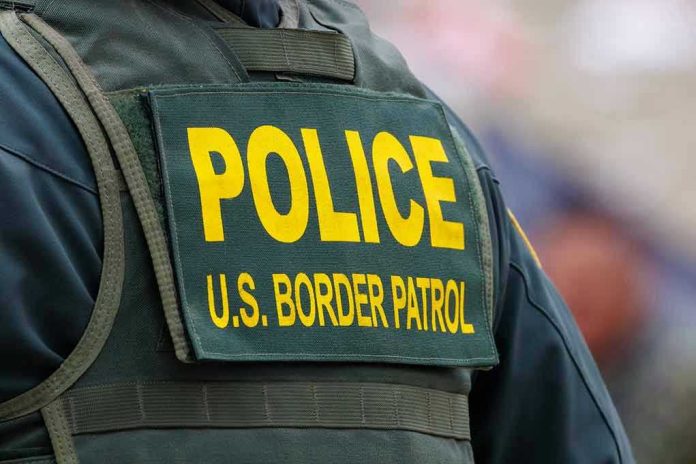 Police US Border Patrol uniform close up