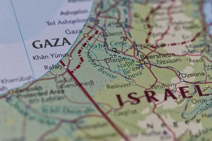 2372927031 Map showing Gaza Strip and parts of Israel.