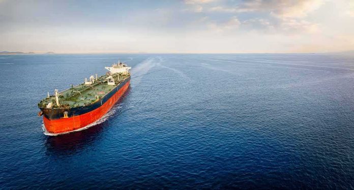 Oil tanker sailing on calm open sea