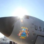 U.S. Air Force aircraft nose with sun flare