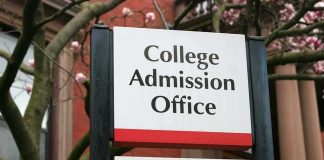 College admission office sign with accessibility indicator
