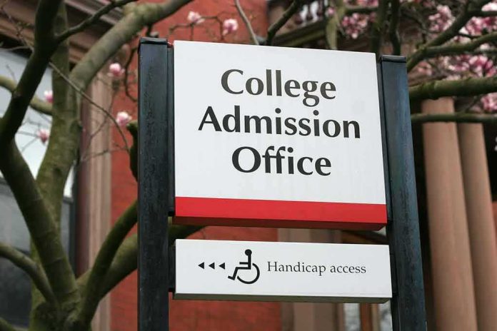 College admission office sign with accessibility indicator