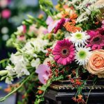 Colorful floral arrangement with gerberas and roses