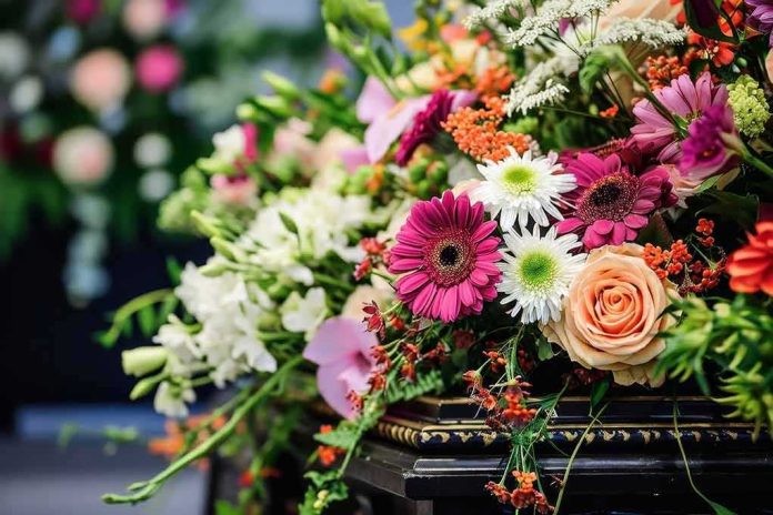 Colorful floral arrangement with gerberas and roses